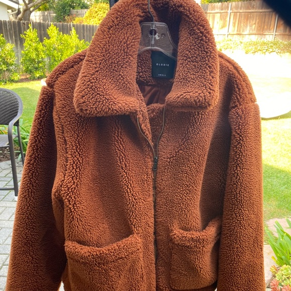 ELODIE FUZZY RUST JACKET - Picture 5 of 7